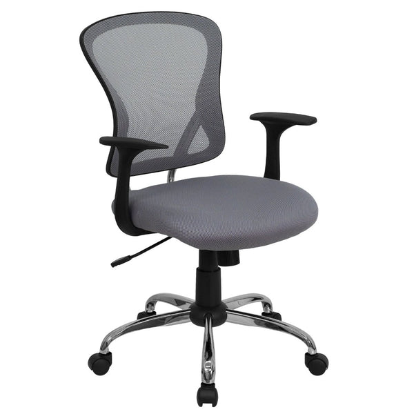 English Elm Alfred Mid-Back Mesh Swivel Office Chair with Chrome Base and Ergonomic Comfort for Productivity Gray H-8369F-GY-GG