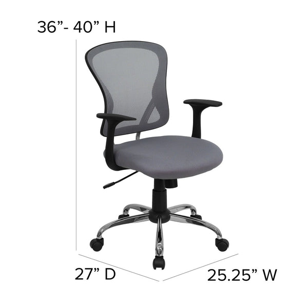 English Elm Alfred Mid-Back Mesh Swivel Office Chair with Chrome Base and Ergonomic Comfort for Productivity Gray H-8369F-GY-GG
