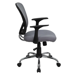 English Elm Alfred Mid-Back Mesh Swivel Office Chair with Chrome Base and Ergonomic Comfort for Productivity Gray H-8369F-GY-GG