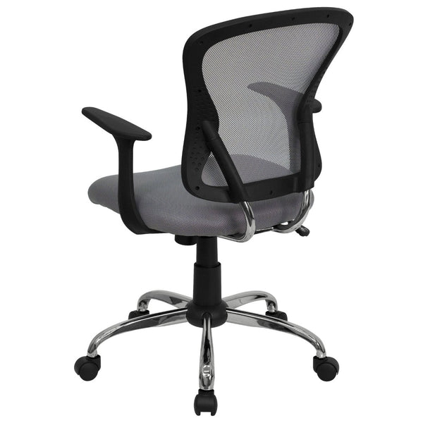 English Elm Alfred Mid-Back Mesh Swivel Office Chair with Chrome Base and Ergonomic Comfort for Productivity Gray H-8369F-GY-GG