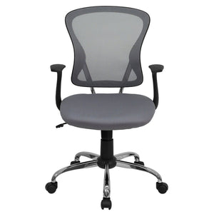 English Elm Alfred Mid-Back Mesh Swivel Office Chair with Chrome Base and Ergonomic Comfort for Productivity Gray H-8369F-GY-GG