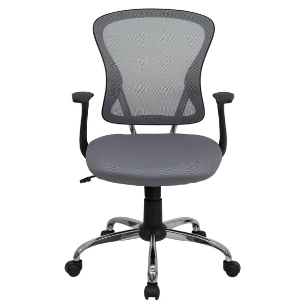 English Elm Alfred Mid-Back Mesh Swivel Office Chair with Chrome Base and Ergonomic Comfort for Productivity Gray H-8369F-GY-GG