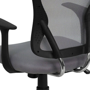 English Elm Alfred Mid-Back Mesh Swivel Office Chair with Chrome Base and Ergonomic Comfort for Productivity Gray H-8369F-GY-GG