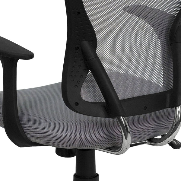 English Elm Alfred Mid-Back Mesh Swivel Office Chair with Chrome Base and Ergonomic Comfort for Productivity Gray H-8369F-GY-GG