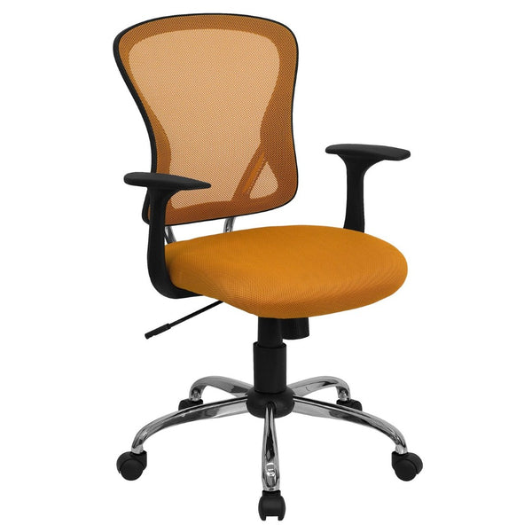 English Elm Alfred Mid-Back Mesh Swivel Office Chair with Chrome Base and Ergonomic Comfort for Productivity Orange H-8369F-ORG-GG
