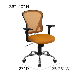 English Elm Alfred Mid-Back Mesh Swivel Office Chair with Chrome Base and Ergonomic Comfort for Productivity Orange H-8369F-ORG-GG