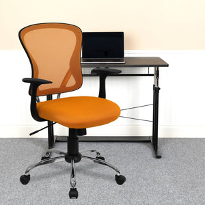 English Elm Alfred Mid-Back Mesh Swivel Office Chair with Chrome Base and Ergonomic Comfort for Productivity Orange H-8369F-ORG-GG