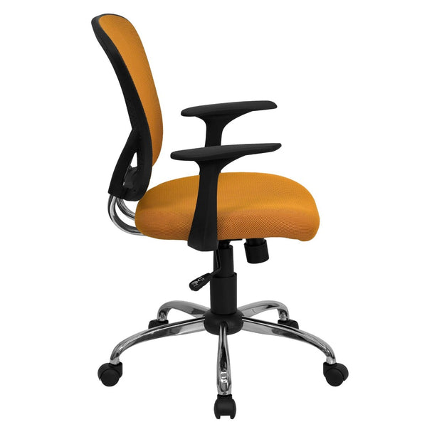 English Elm Alfred Mid-Back Mesh Swivel Office Chair with Chrome Base and Ergonomic Comfort for Productivity Orange H-8369F-ORG-GG