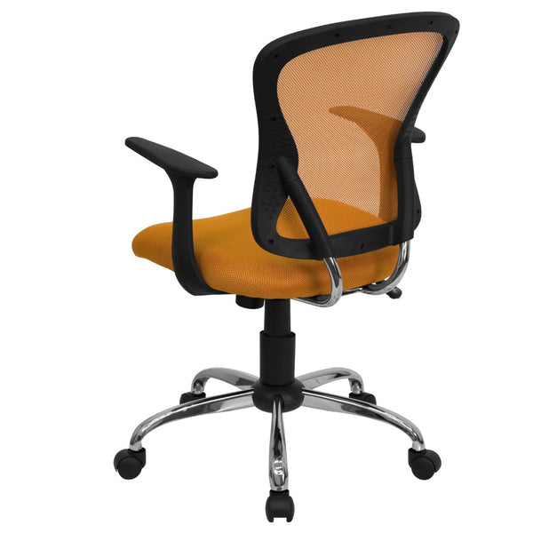 English Elm Alfred Mid-Back Mesh Swivel Office Chair with Chrome Base and Ergonomic Comfort for Productivity Orange H-8369F-ORG-GG