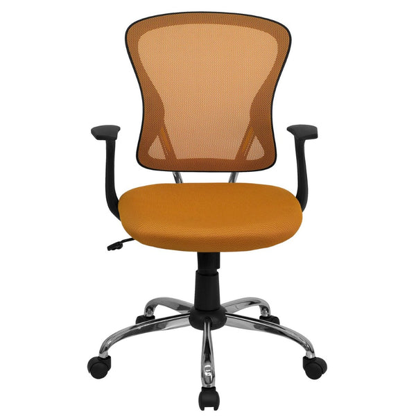 English Elm Alfred Mid-Back Mesh Swivel Office Chair with Chrome Base and Ergonomic Comfort for Productivity Orange H-8369F-ORG-GG