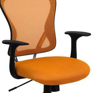 English Elm Alfred Mid-Back Mesh Swivel Office Chair with Chrome Base and Ergonomic Comfort for Productivity Orange H-8369F-ORG-GG