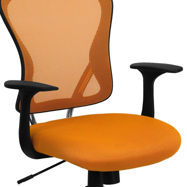 English Elm Alfred Mid-Back Mesh Swivel Office Chair with Chrome Base and Ergonomic Comfort for Productivity Orange H-8369F-ORG-GG