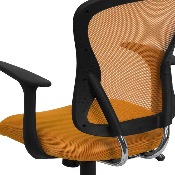 English Elm Alfred Mid-Back Mesh Swivel Office Chair with Chrome Base and Ergonomic Comfort for Productivity Orange H-8369F-ORG-GG