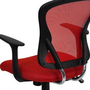 English Elm Alfred Mid-Back Mesh Swivel Office Chair with Chrome Base and Ergonomic Comfort for Productivity Red H-8369F-RED-GG