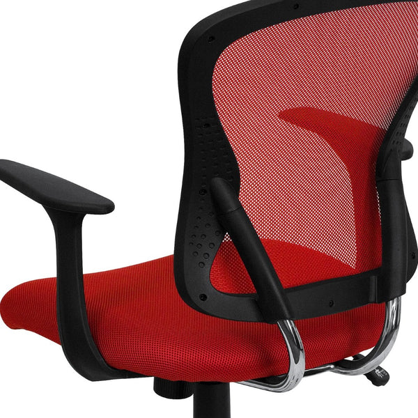 English Elm Alfred Mid-Back Mesh Swivel Office Chair with Chrome Base and Ergonomic Comfort for Productivity Red H-8369F-RED-GG