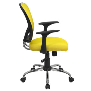 English Elm Alfred Mid-Back Mesh Swivel Office Chair with Chrome Base and Ergonomic Comfort for Productivity Yellow H-8369F-YEL-GG