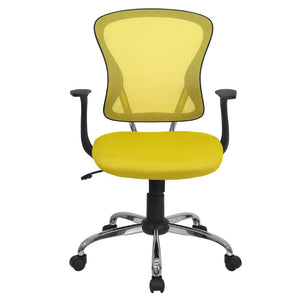 English Elm Alfred Mid-Back Mesh Swivel Office Chair with Chrome Base and Ergonomic Comfort for Productivity Yellow H-8369F-YEL-GG