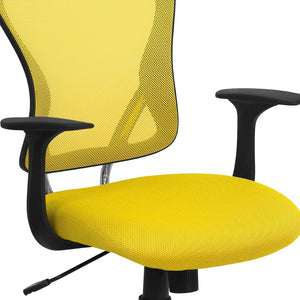 English Elm Alfred Mid-Back Mesh Swivel Office Chair with Chrome Base and Ergonomic Comfort for Productivity Yellow H-8369F-YEL-GG