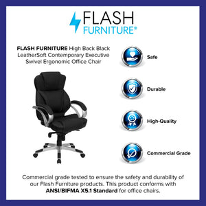 English Elm Hawkins High Back LeatherSoft Executive Office Chair with Ergonomic Design & Adjustable Comfort H-9626L-2-GG