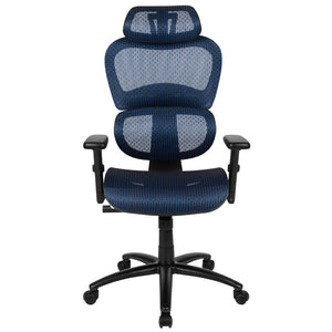 English Elm LO Ergonomic Mesh Office Chair with Adjustable Headrest, Lumbar Support, Synchro-Tilt for Comfort Blue H-LC-1388F-1K-BL-GG
