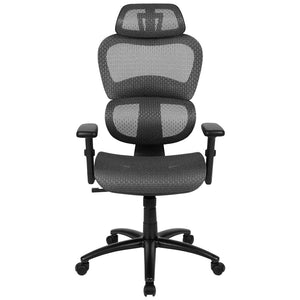 English Elm LO Ergonomic Mesh Office Chair with Adjustable Headrest, Lumbar Support, Synchro-Tilt for Comfort Gray H-LC-1388F-1K-GY-GG