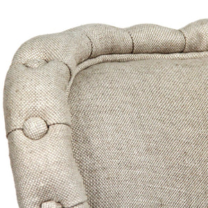 Zentique Sylvie Compact Tufted Chair — Linen Upholstery, Oak Frame, Supportive Contour for Cozy Reading Nooks TH048 E272 A015-A