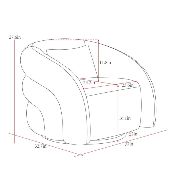 Pasargad Home Azzurro Swivel Chair - Luxurious Boucle Fabric, Modern Design, 360-degree Comfort Ivory Boucle Pzw-50046