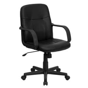 English Elm Paulson Mid-Back Executive Office Chair in Black Vinyl - Ergonomic Comfort & Custom Adjustability H8020-GG