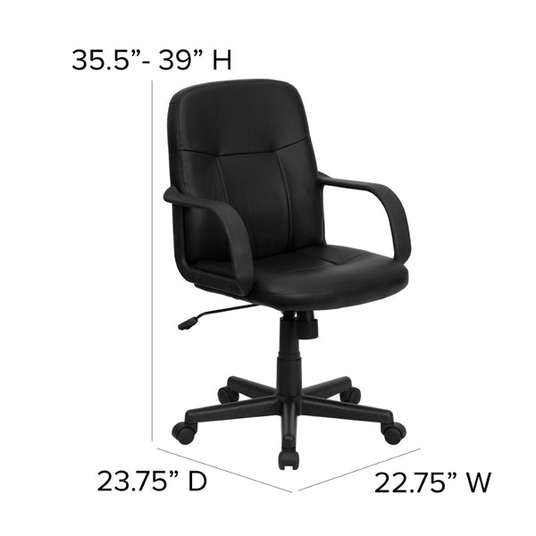 English Elm Paulson Mid-Back Executive Office Chair in Black Vinyl - Ergonomic Comfort & Custom Adjustability H8020-GG
