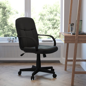 English Elm Paulson Mid-Back Executive Office Chair in Black Vinyl - Ergonomic Comfort & Custom Adjustability H8020-GG