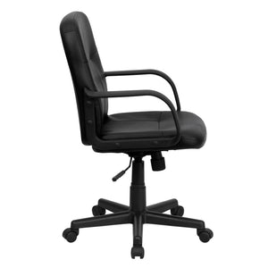 English Elm Paulson Mid-Back Executive Office Chair in Black Vinyl - Ergonomic Comfort & Custom Adjustability H8020-GG