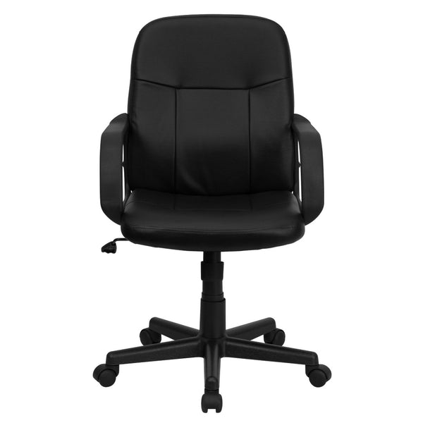 English Elm Paulson Mid-Back Executive Office Chair in Black Vinyl - Ergonomic Comfort & Custom Adjustability H8020-GG