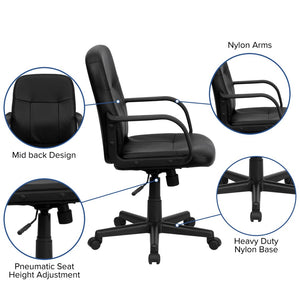 English Elm Paulson Mid-Back Executive Office Chair in Black Vinyl - Ergonomic Comfort & Custom Adjustability H8020-GG