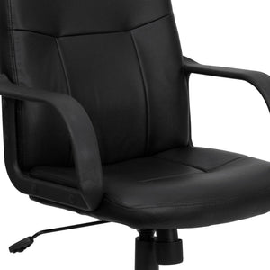 English Elm Paulson Mid-Back Executive Office Chair in Black Vinyl - Ergonomic Comfort & Custom Adjustability H8020-GG