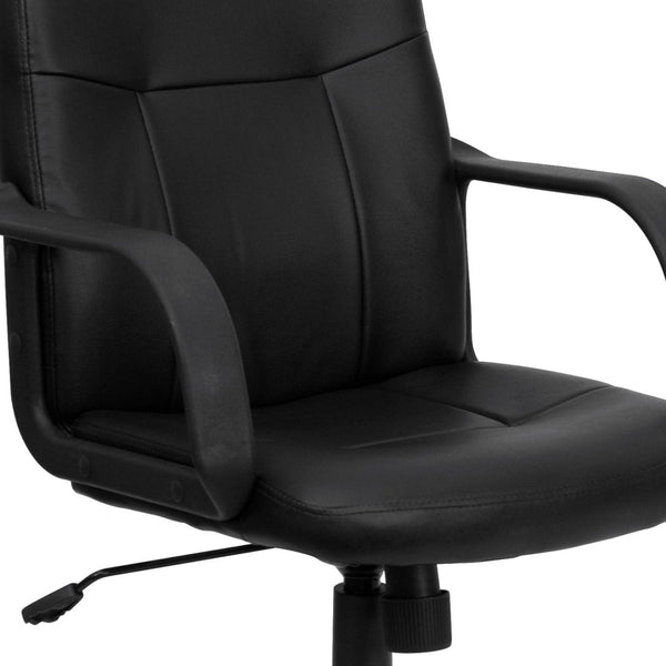 English Elm Paulson Mid-Back Executive Office Chair in Black Vinyl - Ergonomic Comfort & Custom Adjustability H8020-GG