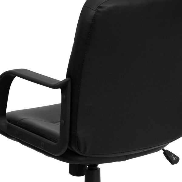 English Elm Paulson Mid-Back Executive Office Chair in Black Vinyl - Ergonomic Comfort & Custom Adjustability H8020-GG