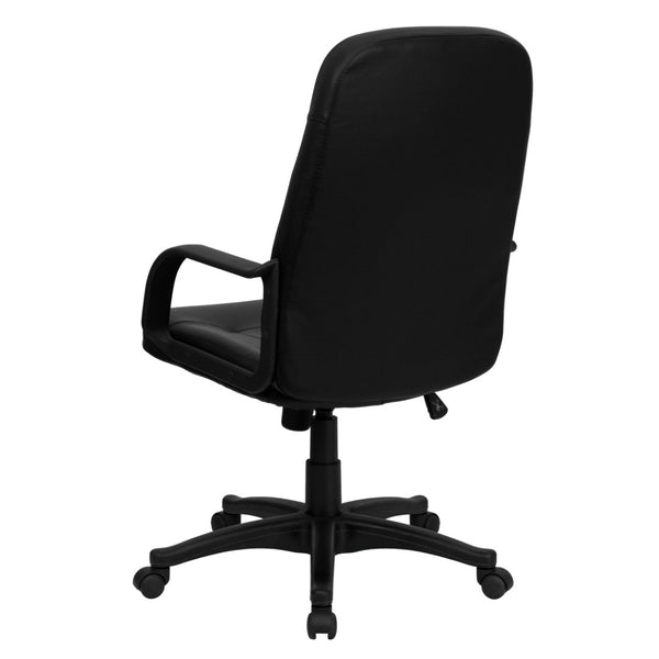 English Elm Holly High Back Executive Swivel Office Chair in Black Vinyl – Ergonomic Comfort & Style Upgrade H8021-GG