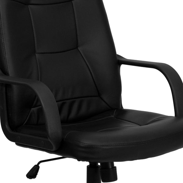 English Elm Holly High Back Executive Swivel Office Chair in Black Vinyl – Ergonomic Comfort & Style Upgrade H8021-GG