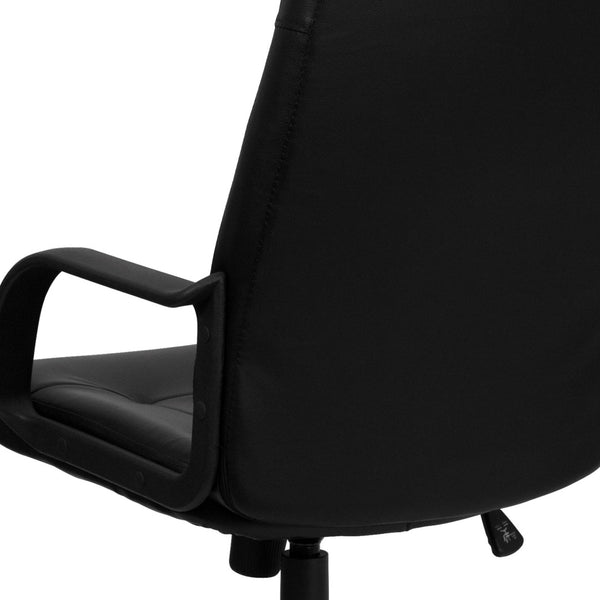 English Elm Holly High Back Executive Swivel Office Chair in Black Vinyl – Ergonomic Comfort & Style Upgrade H8021-GG