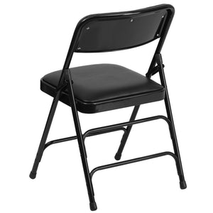 English Elm 2 Pack HERCULES Series Padded Folding Chairs - Durable, Stylish Seating for Events & Home Use Black Vinyl/Black Frame 2-HA-MC309AV-BK-GG