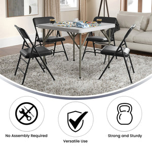 English Elm 2 Pack HERCULES Series Padded Folding Chairs - Durable, Stylish Seating for Events & Home Use Black Vinyl/Black Frame 2-HA-MC309AV-BK-GG