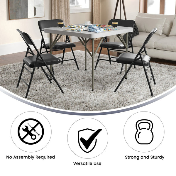 English Elm 2 Pack HERCULES Series Padded Folding Chairs - Durable, Stylish Seating for Events & Home Use Black Vinyl/Black Frame 2-HA-MC309AV-BK-GG