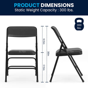 English Elm 2 Pack HERCULES Series Padded Folding Chairs - Durable, Stylish Seating for Events & Home Use Black Vinyl/Black Frame 2-HA-MC309AV-BK-GG