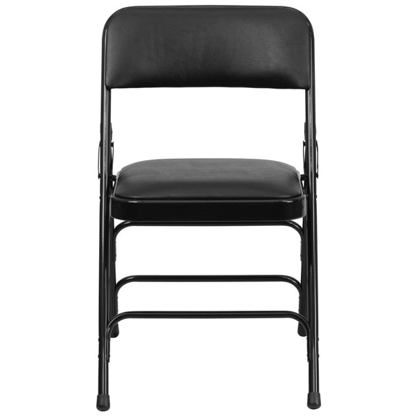 English Elm 2 Pack HERCULES Series Padded Folding Chairs - Durable, Stylish Seating for Events & Home Use Black Vinyl/Black Frame 2-HA-MC309AV-BK-GG