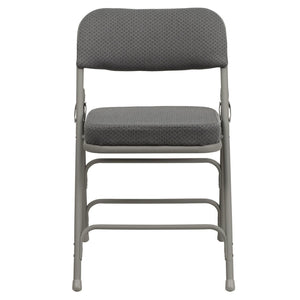 English Elm 2 Pack HERCULES Series Premium Curved Triple Braced Metal Folding Chairs for Comfort & Durability Gray Fabric/Gray Frame 2-HA-MC320AF-GRY-GG