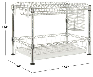 Safavieh Darina Two-Tier Adjustable Chrome Wire Dish Rack - Space-Saving Design For Modern Kitchens & Rvs HAC1000A