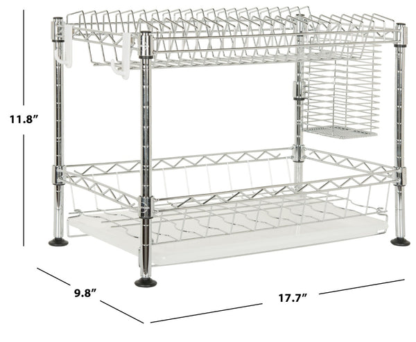 Safavieh Darina Two-Tier Adjustable Chrome Wire Dish Rack - Space-Saving Design For Modern Kitchens & Rvs HAC1000A