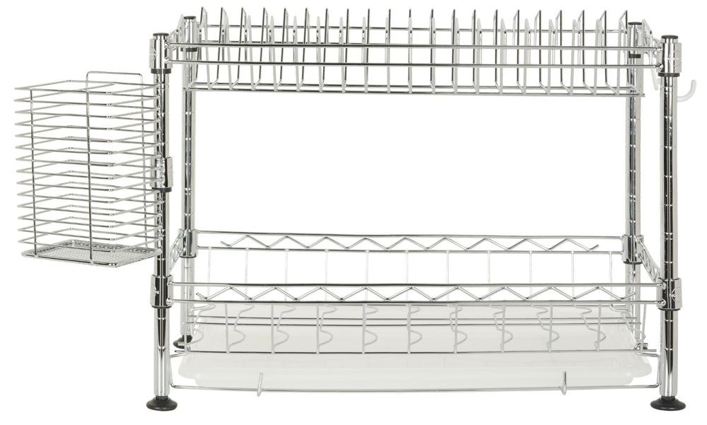 Safavieh Darina Two-Tier Adjustable Chrome Wire Dish Rack - Space-Saving Design For Modern Kitchens & Rvs HAC1000A