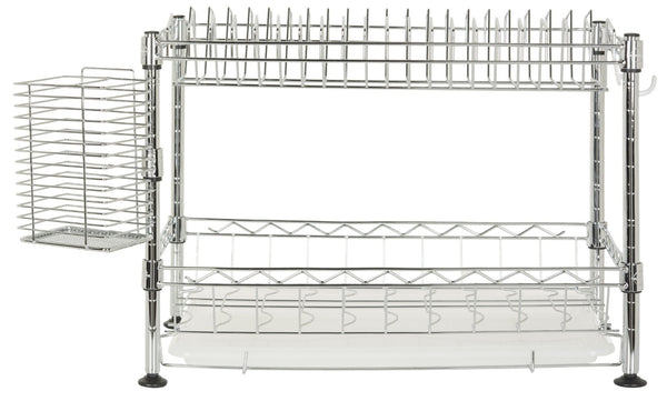 Safavieh Darina Two-Tier Adjustable Chrome Wire Dish Rack - Space-Saving Design For Modern Kitchens & Rvs HAC1000A