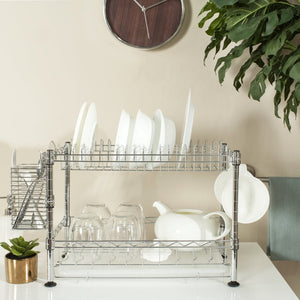 Safavieh Darina Two-Tier Adjustable Chrome Wire Dish Rack - Space-Saving Design For Modern Kitchens & Rvs HAC1000A